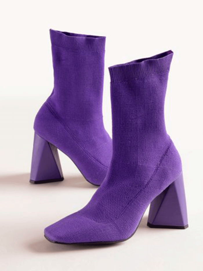 Bota Meia Salto Pirâmide Alto Roxo